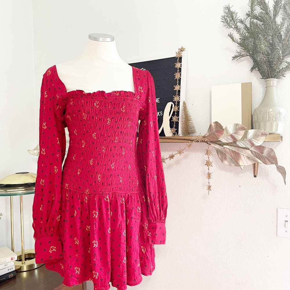 Free People Red Long Sleeve Dress